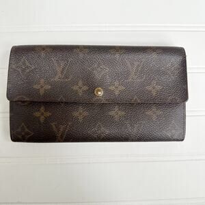 Louis Vuitton Monogram Sarah Envelope Wallet Brown Coated Canvas Vintage Bifold